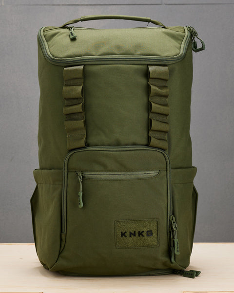 Front view of green CORE Backpack