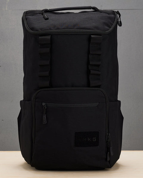 Front view of large black CORE Backpack