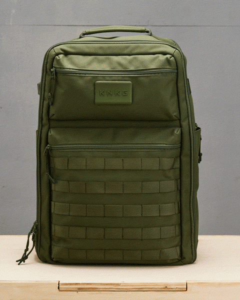 360* views of large green CONQUER Backpack