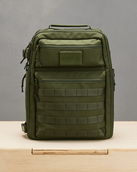 360* views of small green KNKG CONQUER Backpack