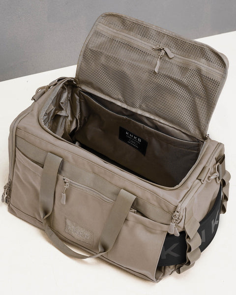 Open internal view of empty beige neutral CORE Duffel