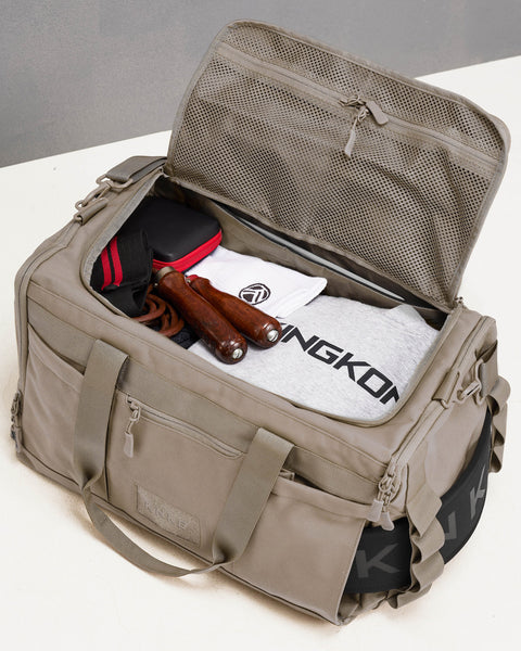 Fully packed beige neutral CORE Duffel