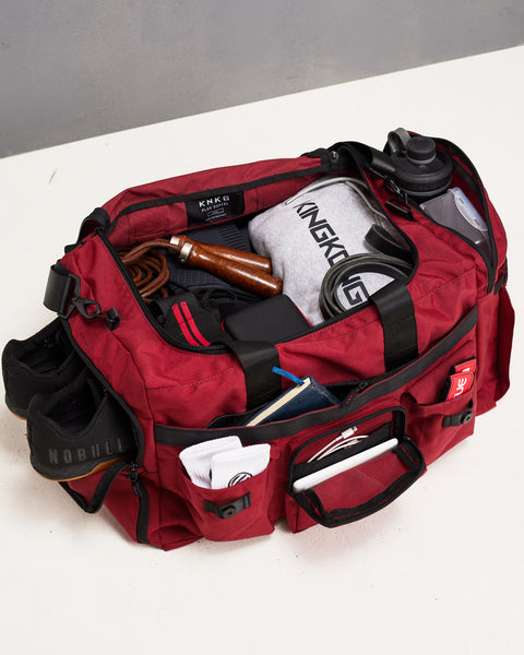 Packed internal birds eye view of KNKG large red PLUS Duffel