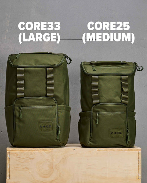 Side by side comparison of large and medium CORE Backpack