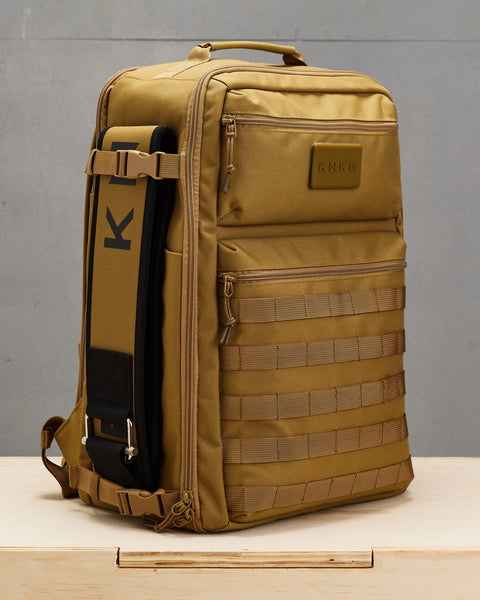 Lifting belt attached to side of desert KNKG CONQUER Backpack