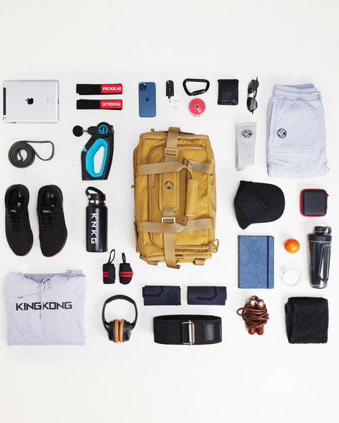 Flat lay of desert CORE Duffel