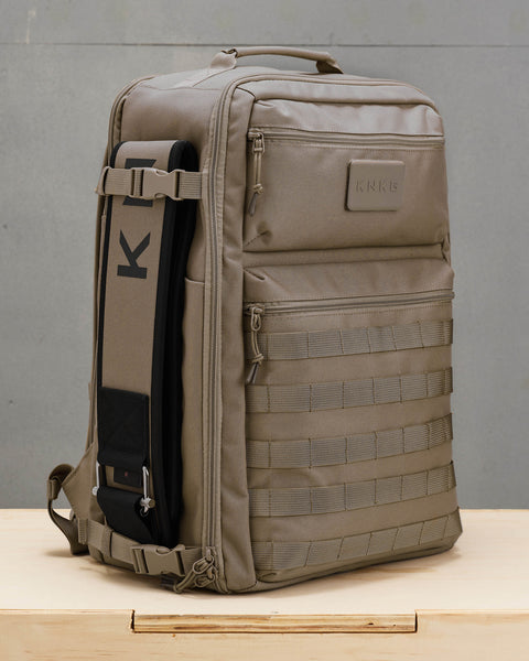 Lifting belt attached on side of beige neutral large KNKG CONQUER Backpack