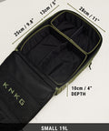 Internal measurements of dividers inside small CONQUER Backpack