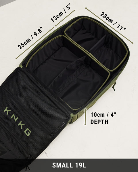 Internal measurements of dividers inside small CONQUER Backpack