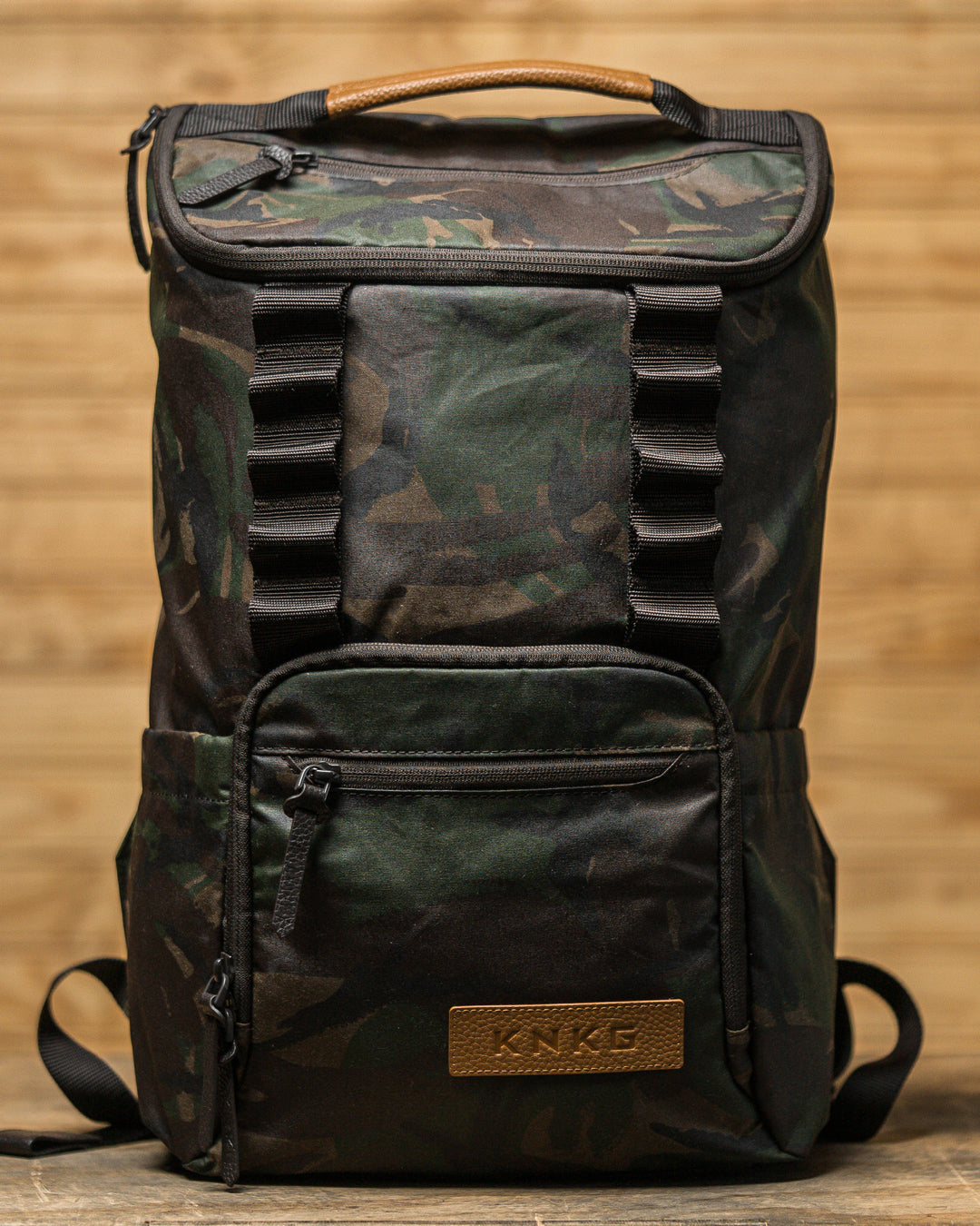 Camo Waxed Canvas Backpack - Lifting Belt Gym Bag | KNKG