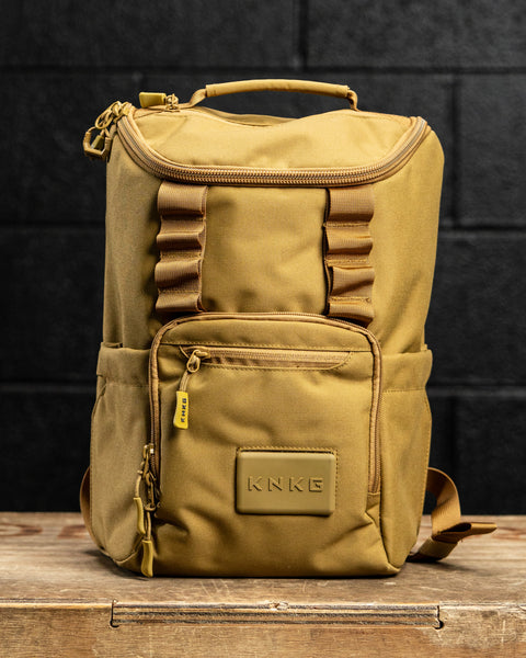 front view of KNKG CORE Mini Backpack in Tan Desert color