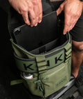 Internal laptop sleeve inside green mini size KNKG CORE Backpack 