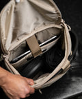 Internal laptop sleeve inside Neutral beige mini size KNKG CORE Backpack 