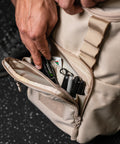 Inside front pocket of Neutral beige mini size KNKG CORE Backpack 