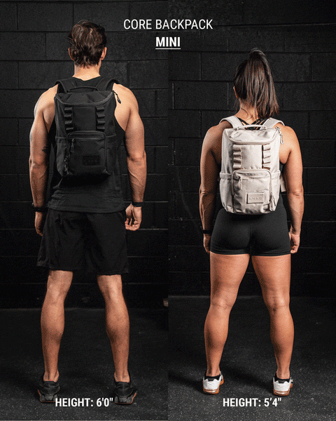 Athletes wearing Neutral beige mini size KNKG CORE Backpack 