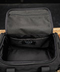 Birds eye view empty internal of KNKG mini black CORE Duffel 