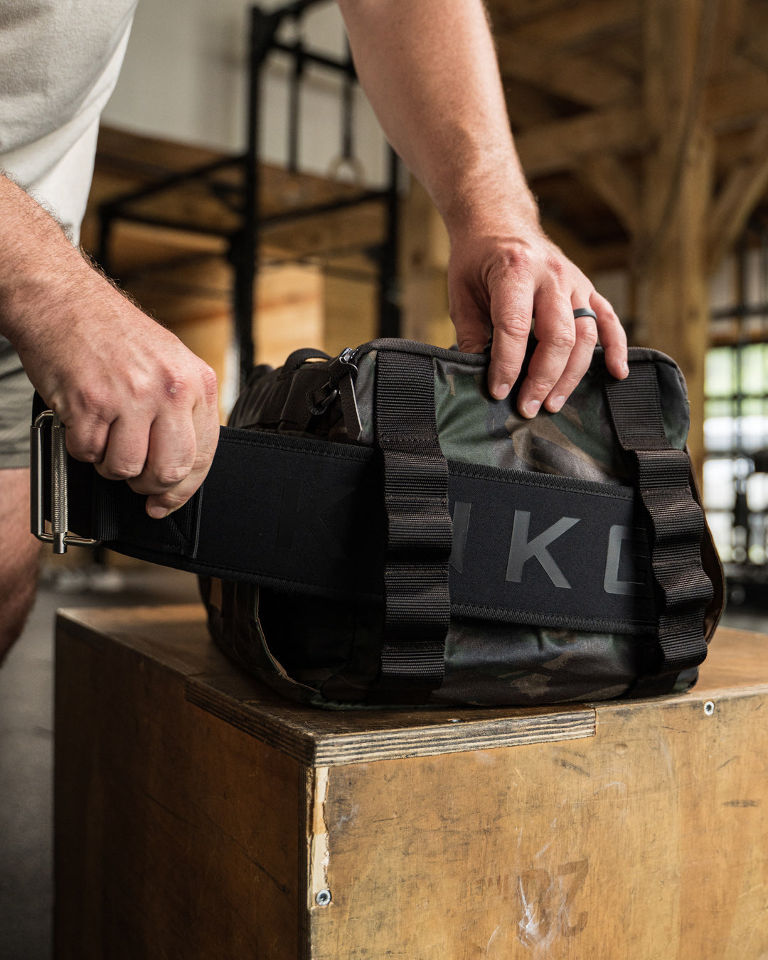Woodland Camo Waxed Canvas Duffel | KNKG