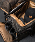 Inside view of shoes inside KNKG Waxed Canvas Duffel 