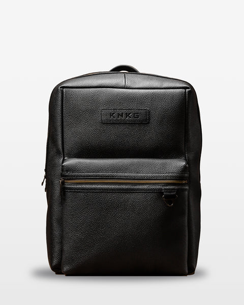 black leather backpack for work KNKG HERITAGE LEATHER BACKPACK V2 Black