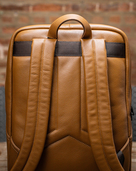 chestnut leather backpack zippers KNKG HERITAGE Leather Backpack 23L Tan